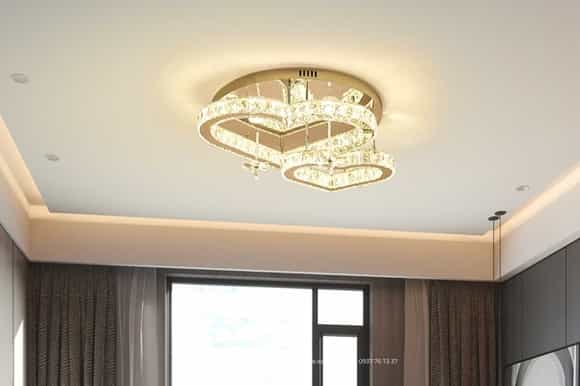 Đèn ốp trần pha lê trang trí phòng khách 