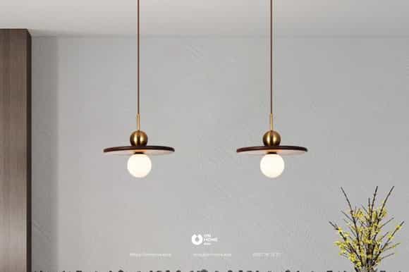 Đèn thả gỗ đơn giản