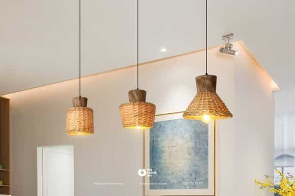Đèn thả mây tre
