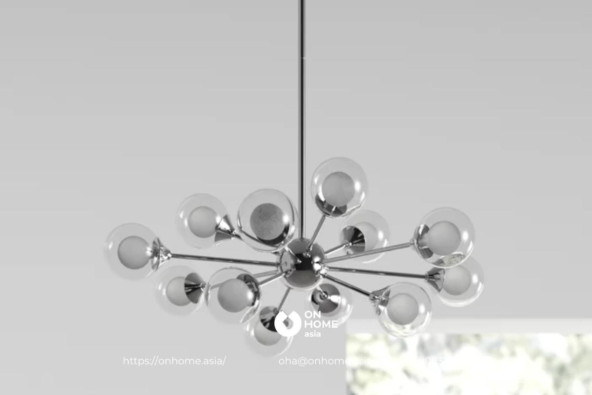 Đèn thả trần trang trí phòng khách màu bạc đẹp