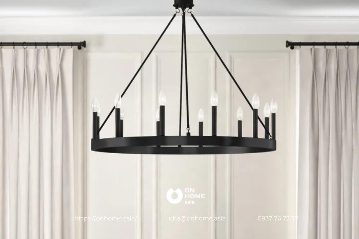 Đèn thả tròn trang trí phòng khách sang trọng&nbsp;