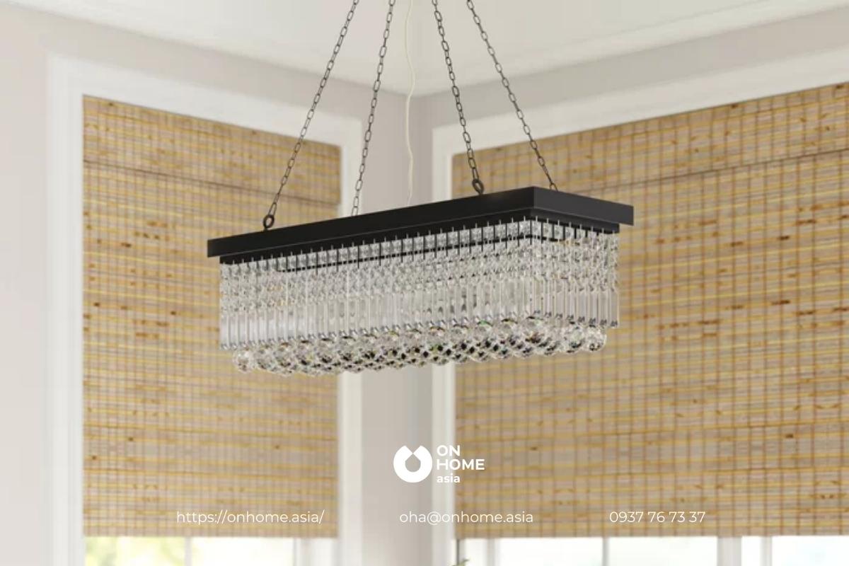 Đèn pha lê trắng thả trần phòng khách cao cấp