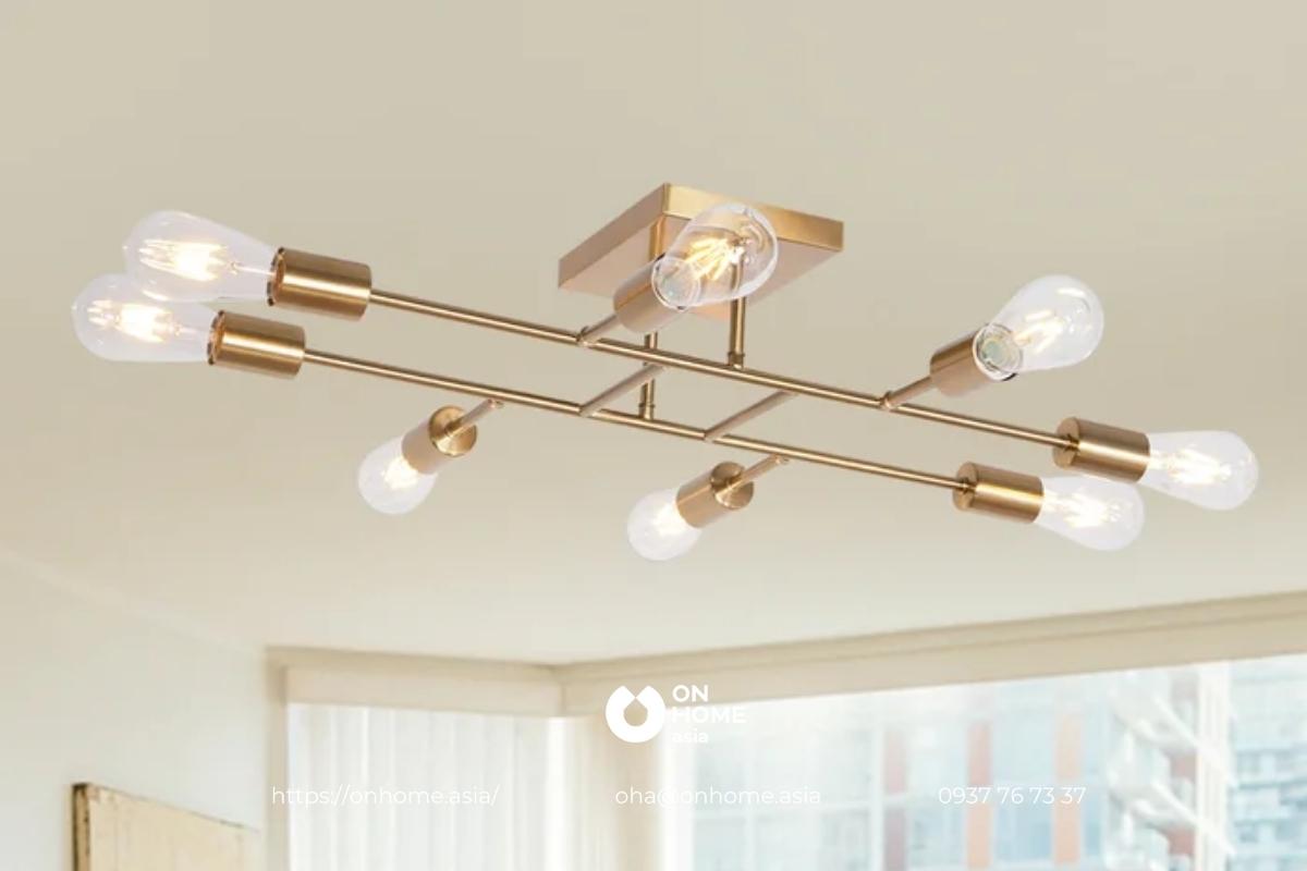 Đèn thả trang trí phòng khách đẹp màu vàng