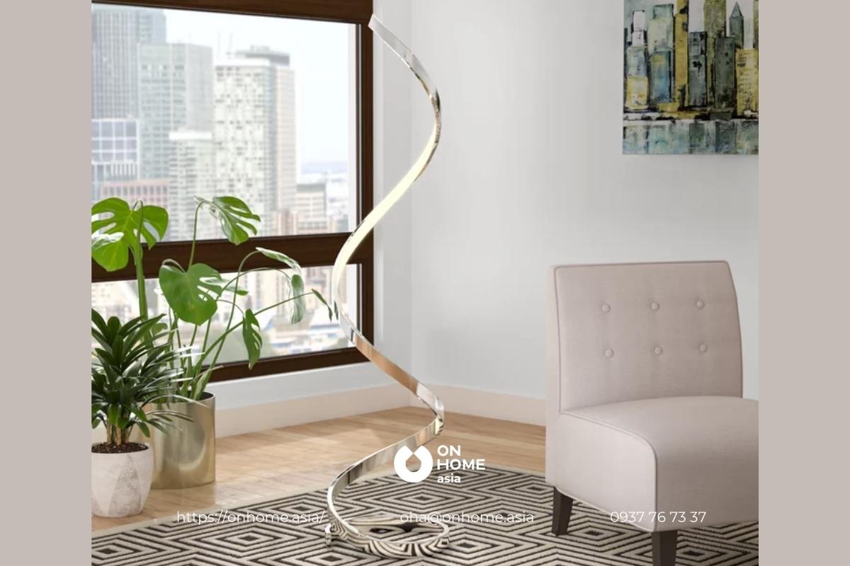 Đèn cây trang trí phòng khách hình sóng lượn