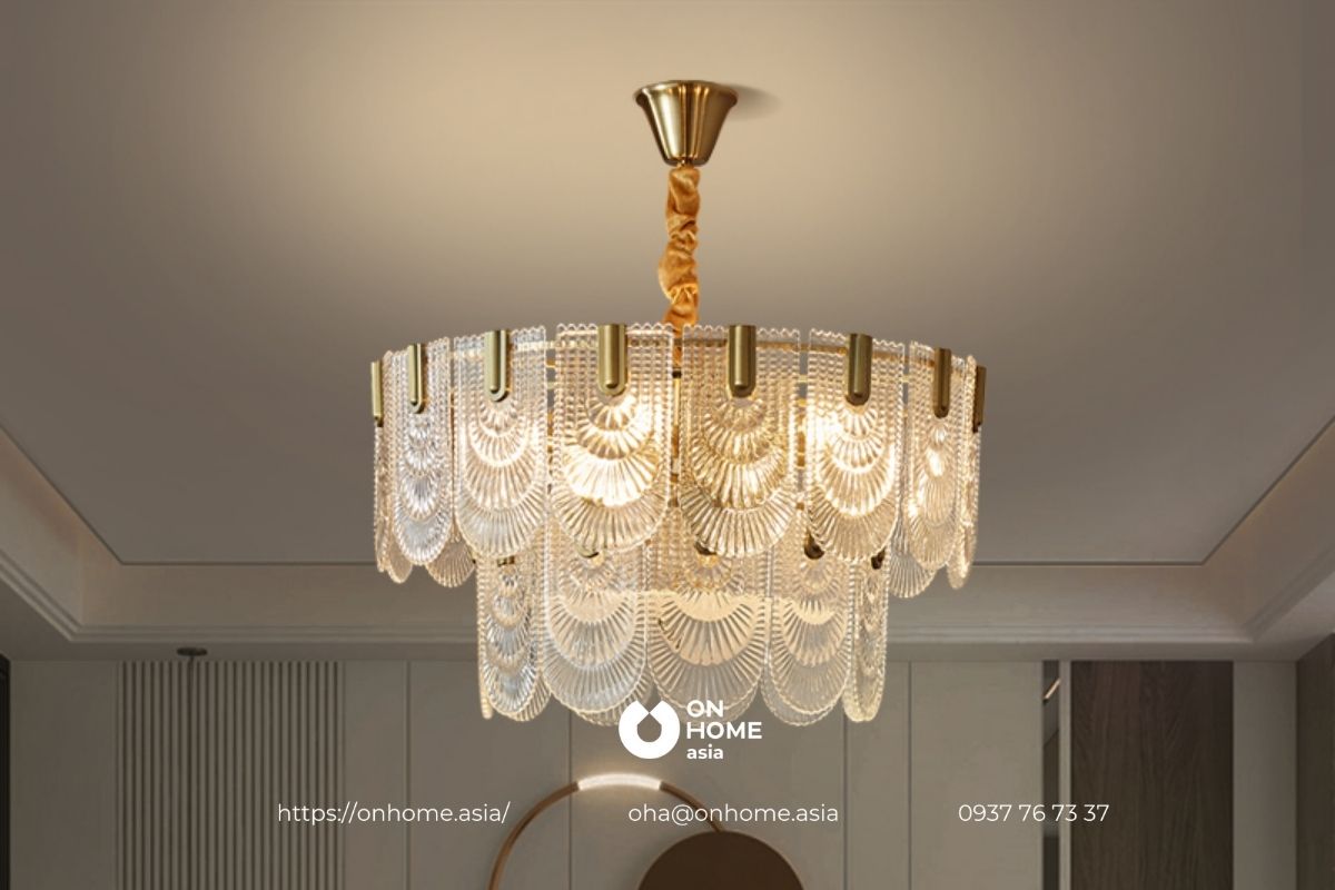 Đèn chùm pha lê cao cấp trang trí phòng khách sang trọng