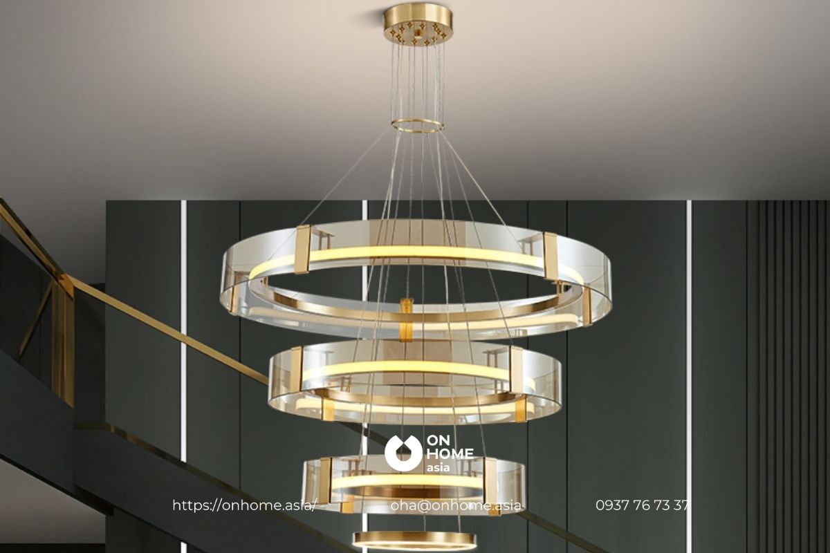 Đèn chùm trang trí phòng khách sang trọng