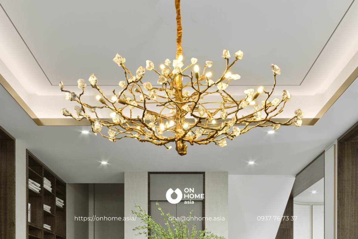 Đèn chùm pha lê cao cấp trang trí phòng khách ấn tượng