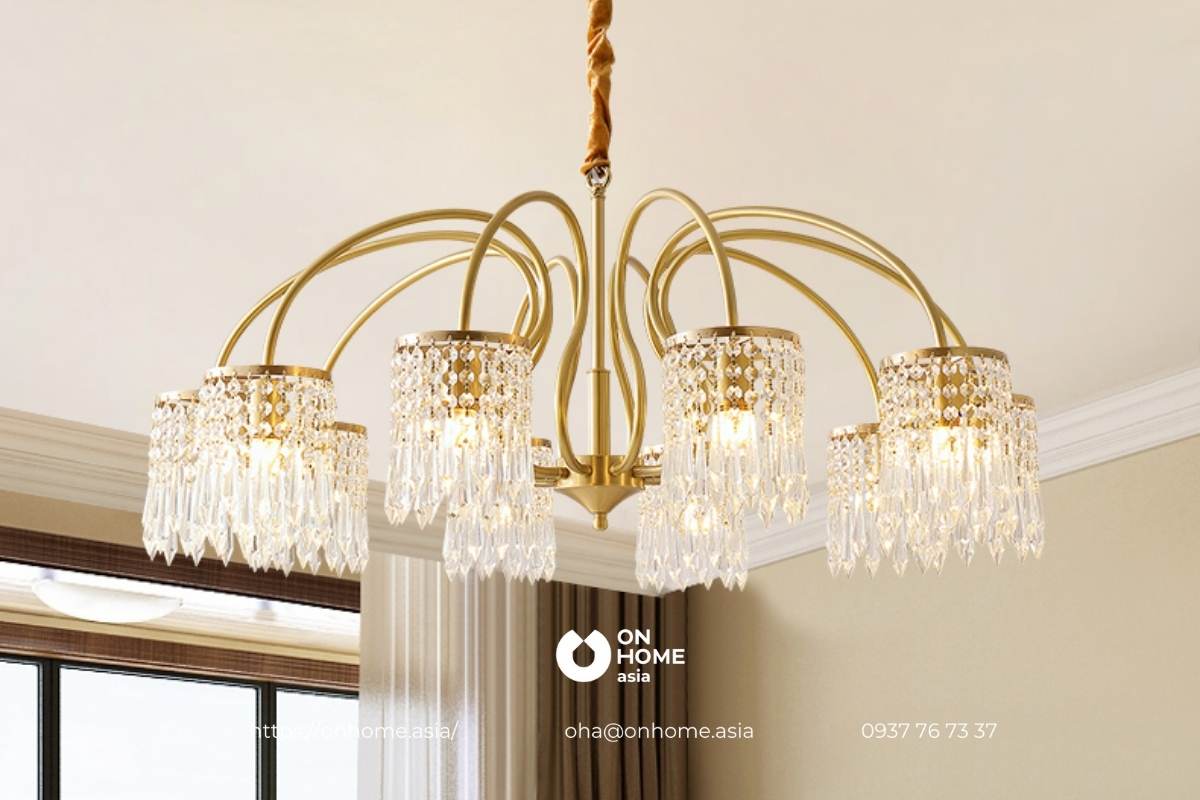 Đèn chùm trang trí phòng khách ấn tượng