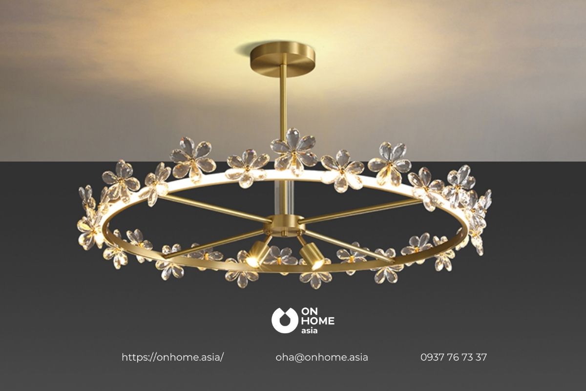 Đèn chùm hình tròn trang trí phòng khách đẹp