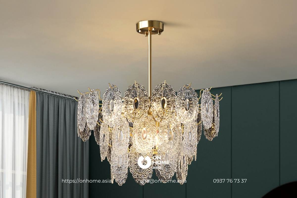 Đèn chùm pha lê cao cấp trang trí phòng khách sang trọng