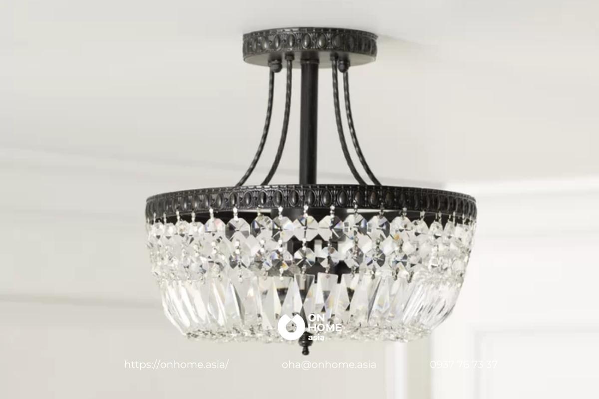 Đèn trang trí phòng khách chất liệu pha lê cao cấp