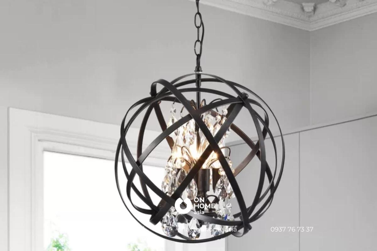 Đèn chùm trang trí phòng khách màu đen đẹp