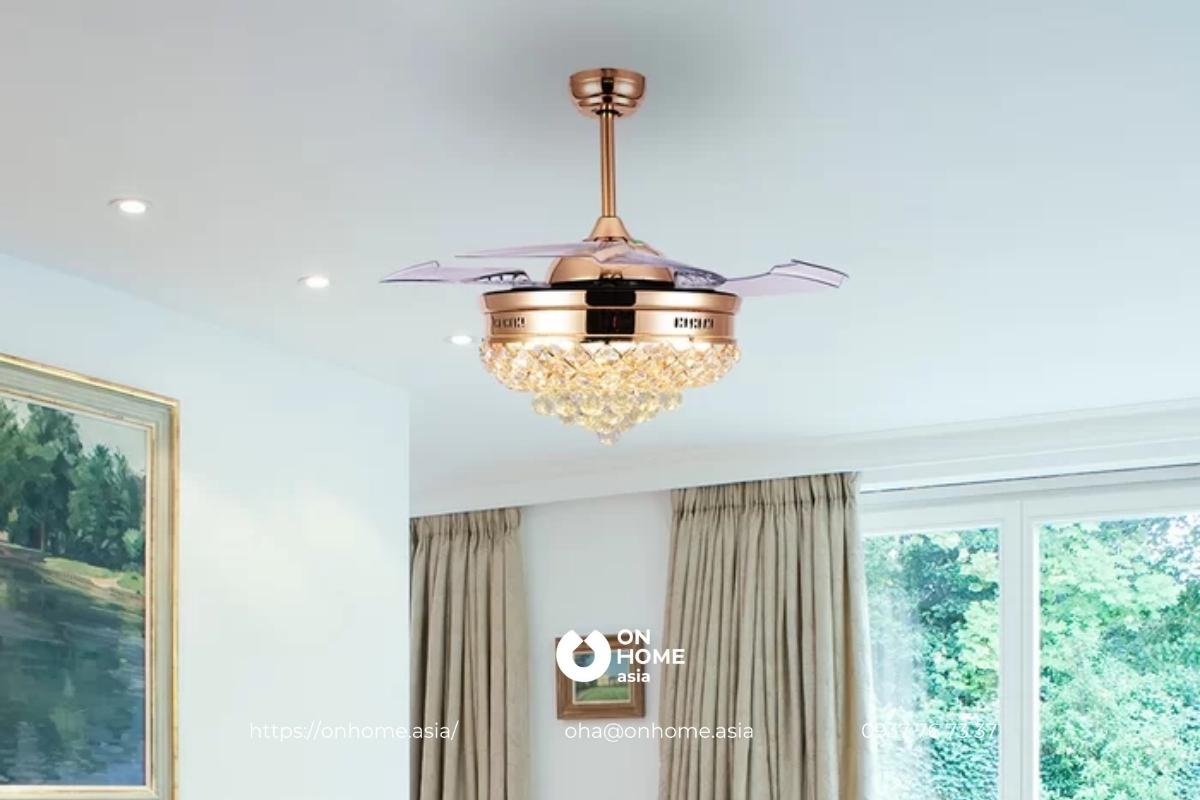 Đèn chùm trang trí phòng khách màu vàng đẹp