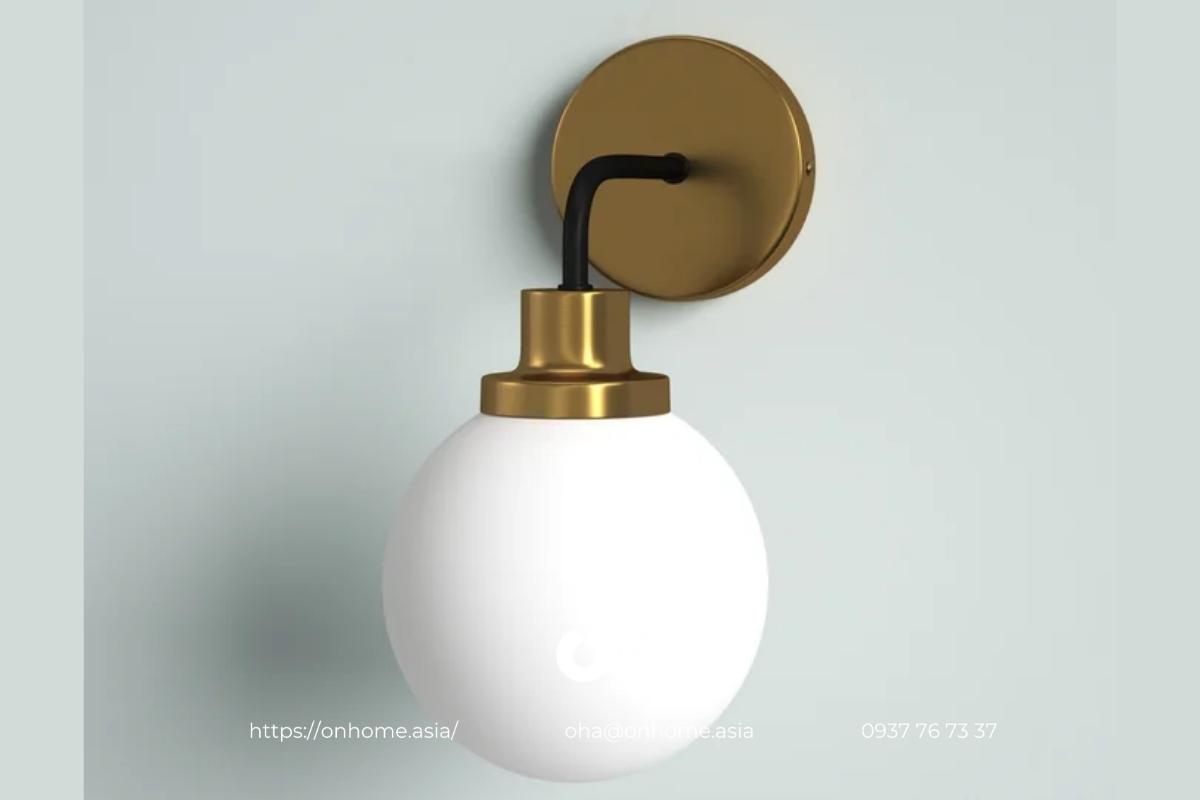 Đèn gắn tường phòng khách hình tròn màu trắng