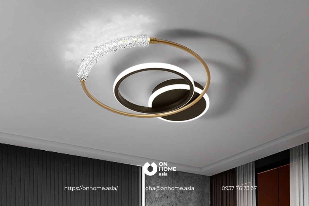 Đèn ốp trần trang trí phòng khách đẹp, hiện đại