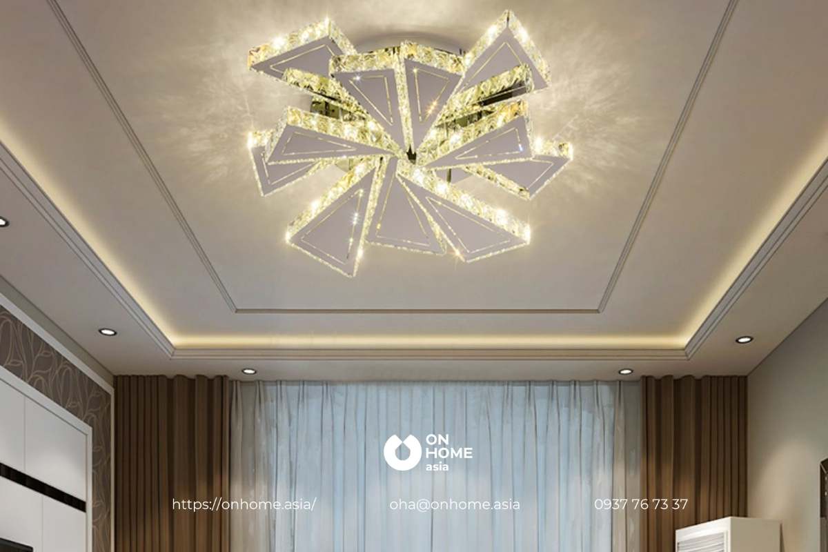Đèn pha lê ốp trần trang trí phòng khách cao cấp