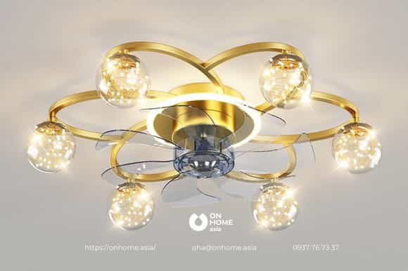 Đèn ốp trần thủy tinh cao cấp trang trí phòng khách 