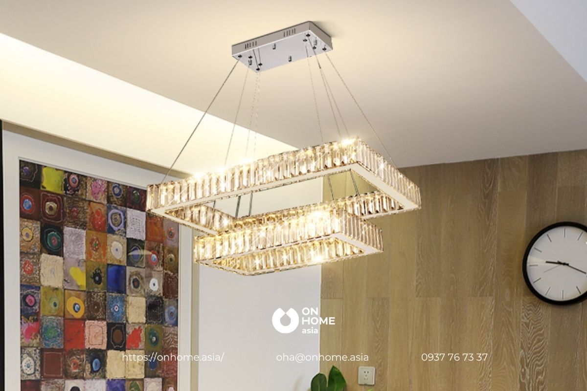 Đèn pha lê thả trần phòng khách cao cấp