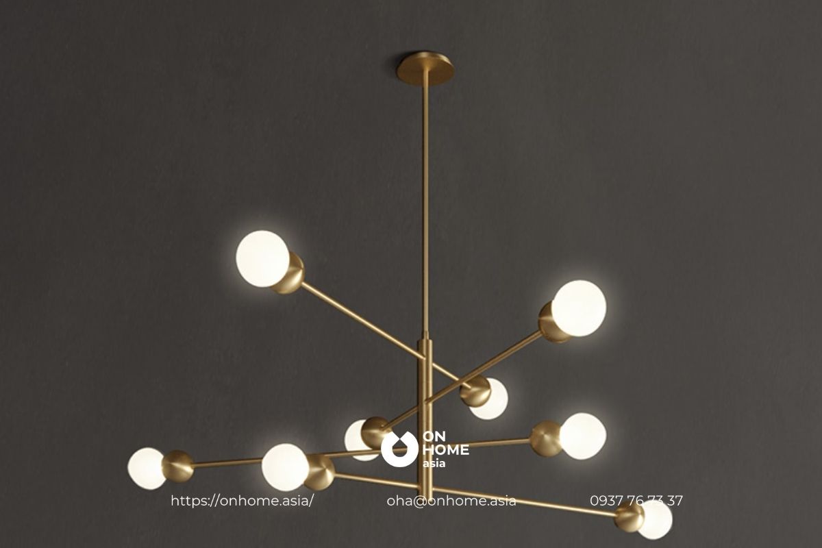 Đèn thả trang trí phòng khách kết hợp kim loại cao cấp