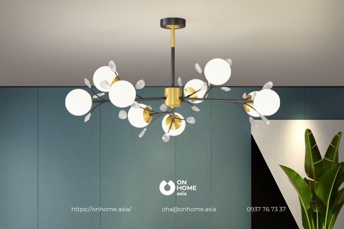 Đèn thả trang trí phòng khách thủy tinh đẹp