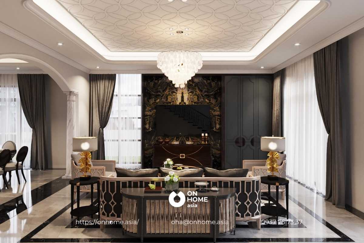 Sử dụng kết hợp giữa đèn âm trần và đèn chùm pha lê