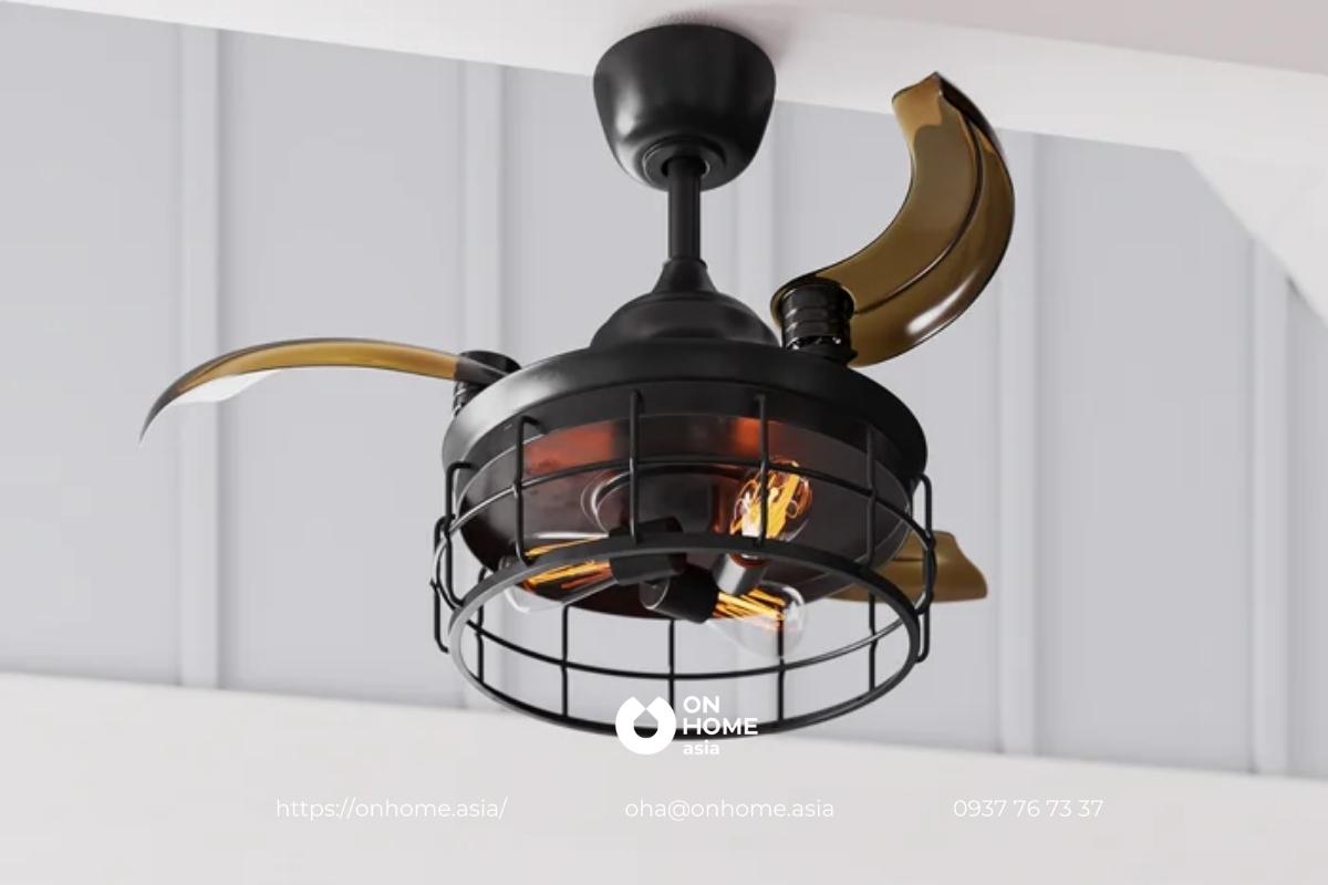 Quạt đèn trang trí phòng khách cao cấp