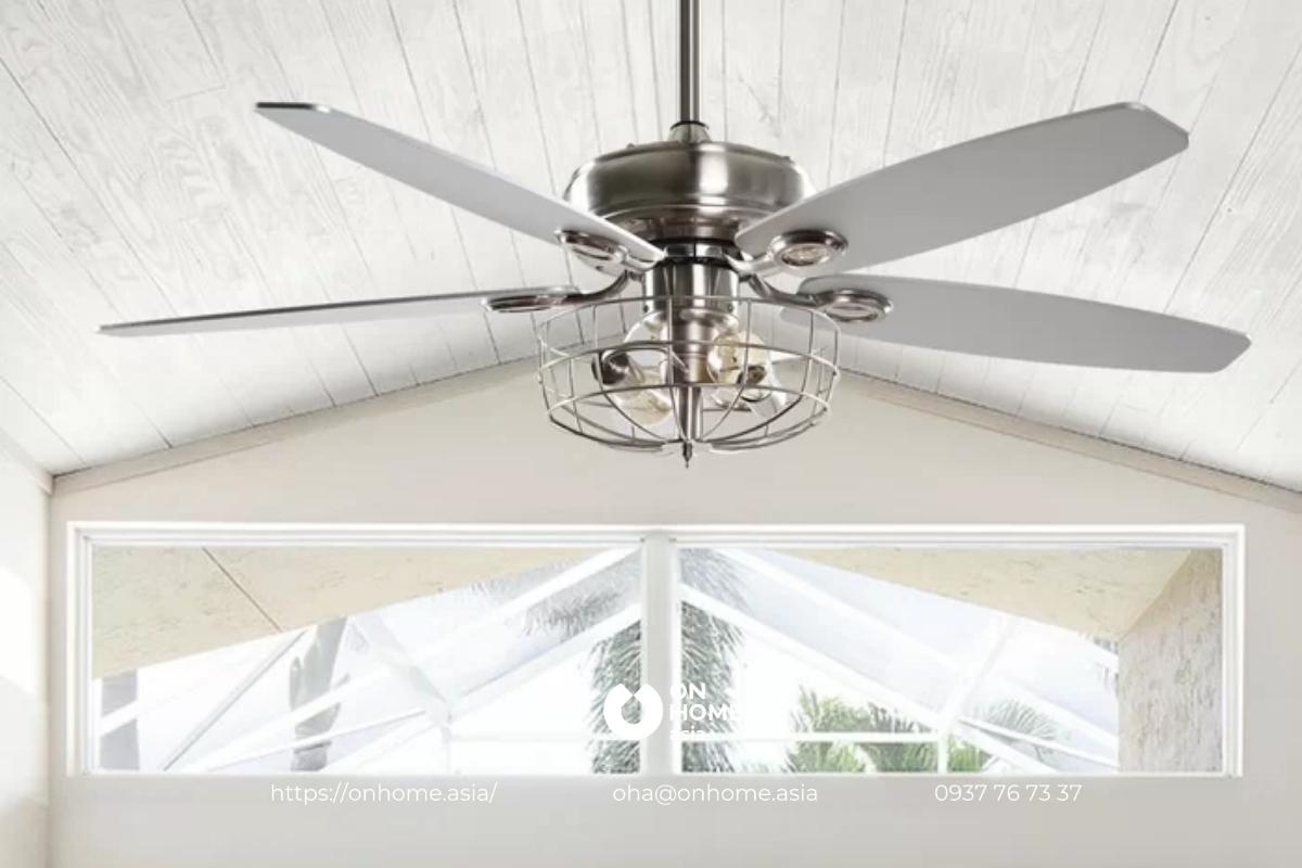 Đèn quạt trang trí phòng khách màu trắng hiện đại