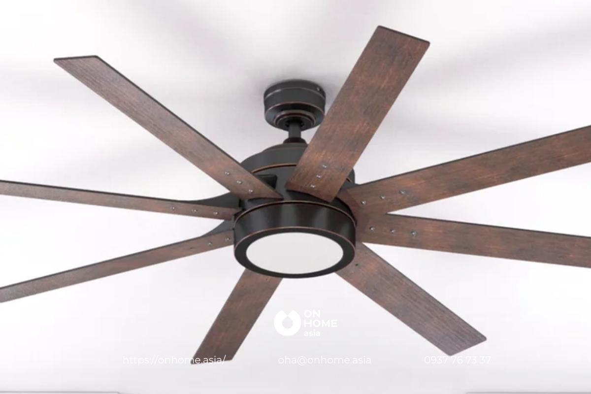 Đèn quạt phòng khách bằng gỗ hiện đại