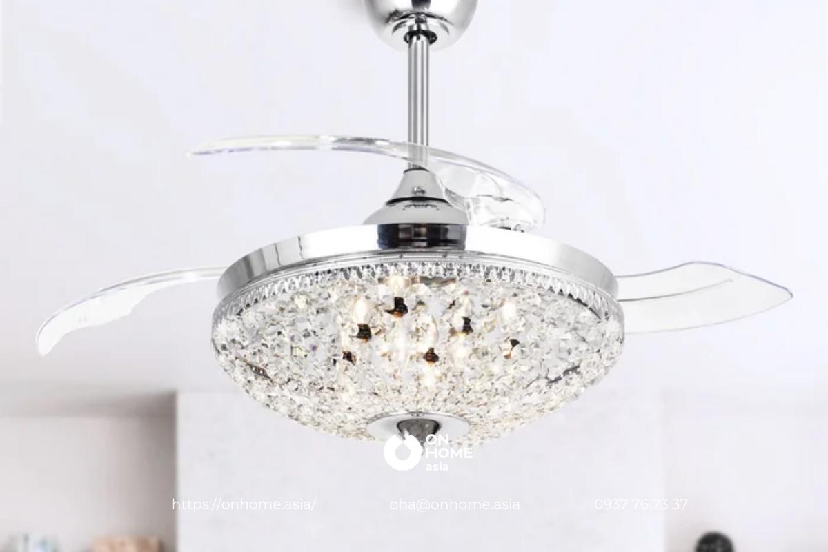 Đèn quạt phòng khách đẹp mắt, hiện đại
