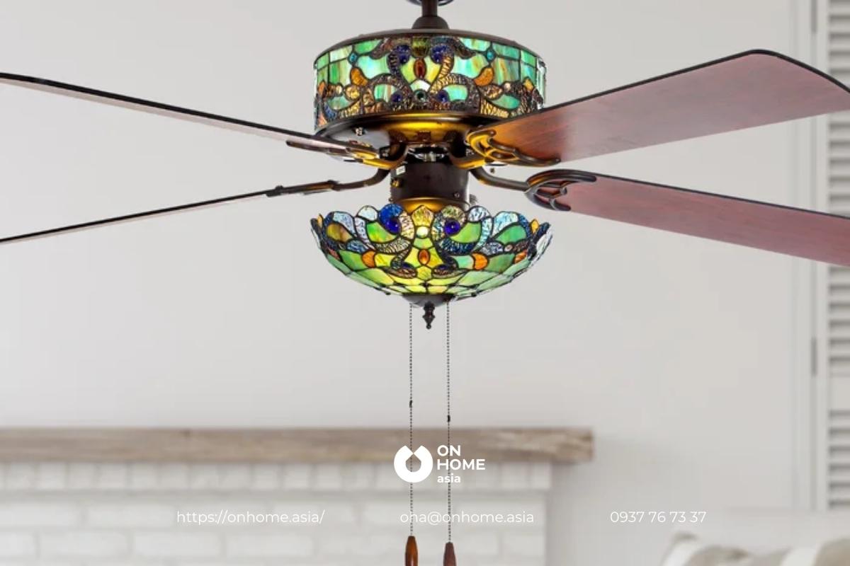 Đèn quạt trang trí phòng khách cổ điển, đẹp mắt