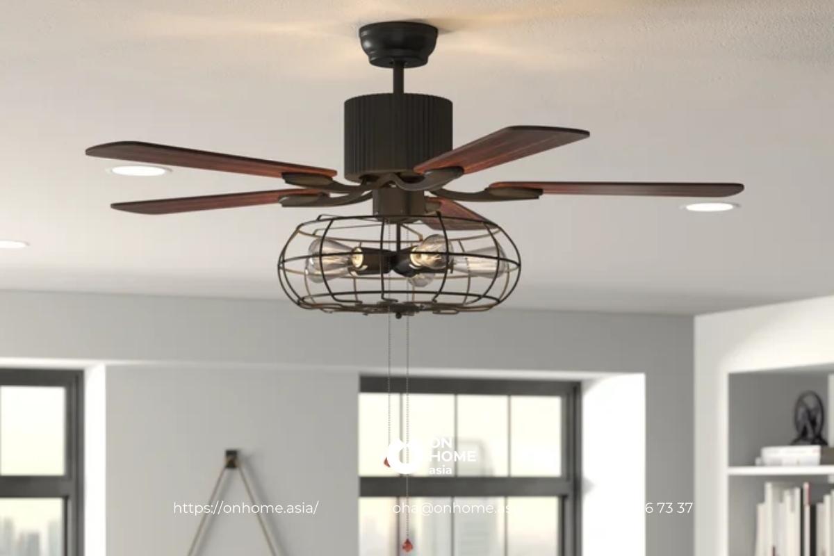 Quạt đèn trang trí phòng khách hiện đại, đẹp