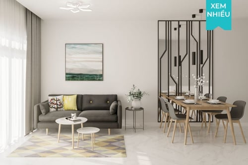 không gian phòng khách căn hộ 2 phòng ngủ