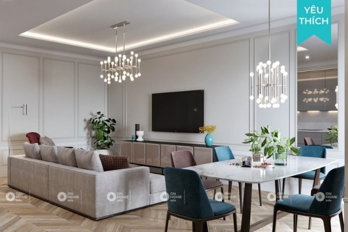 Thiết kế nội thất căn hộ 100m2 phong cách tân cổ điển