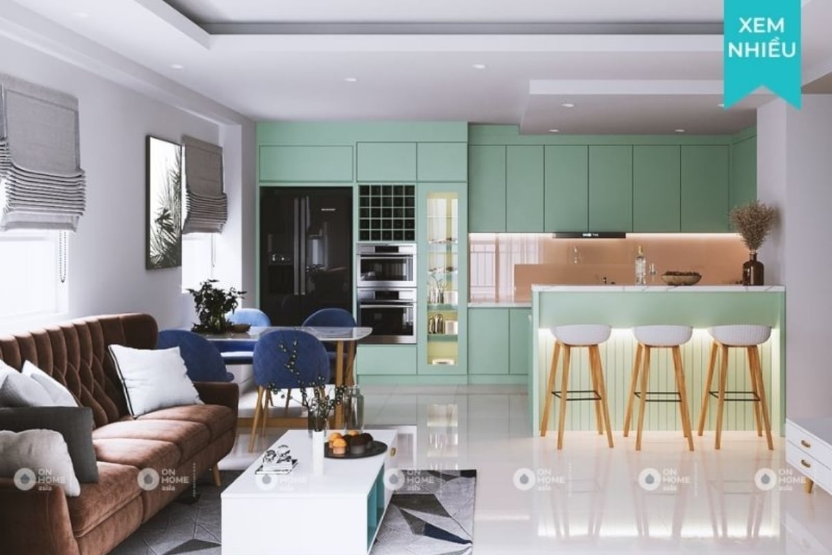 Thiết kế nội thất chung cư 100m2 với tông màu pastel nhã nhặn