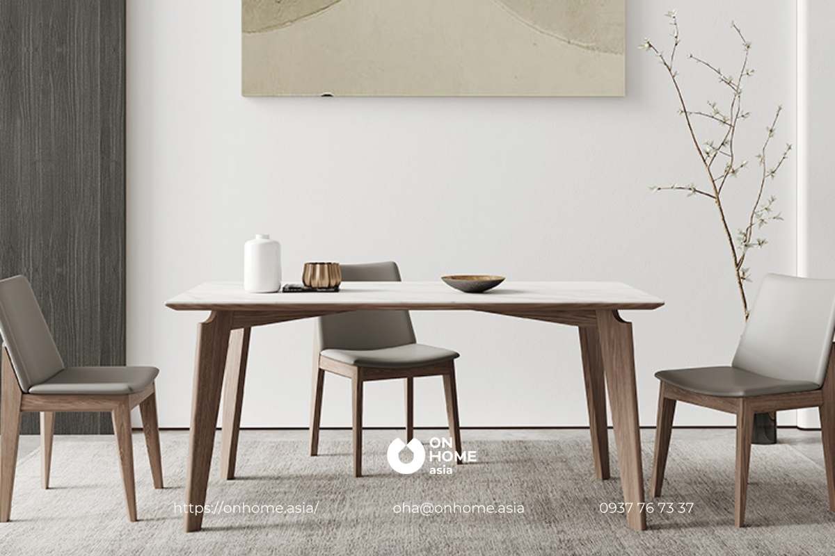 Bộ bàn ăn màu nâu gỗ hiện đại, tinh tế&nbsp;
