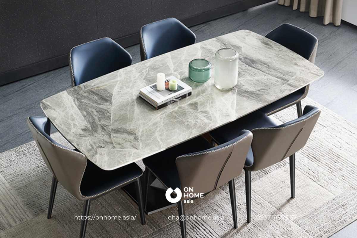 Bộ bàn ăn 6 ghế màu nâu gỗ hiện đại, sang trọng