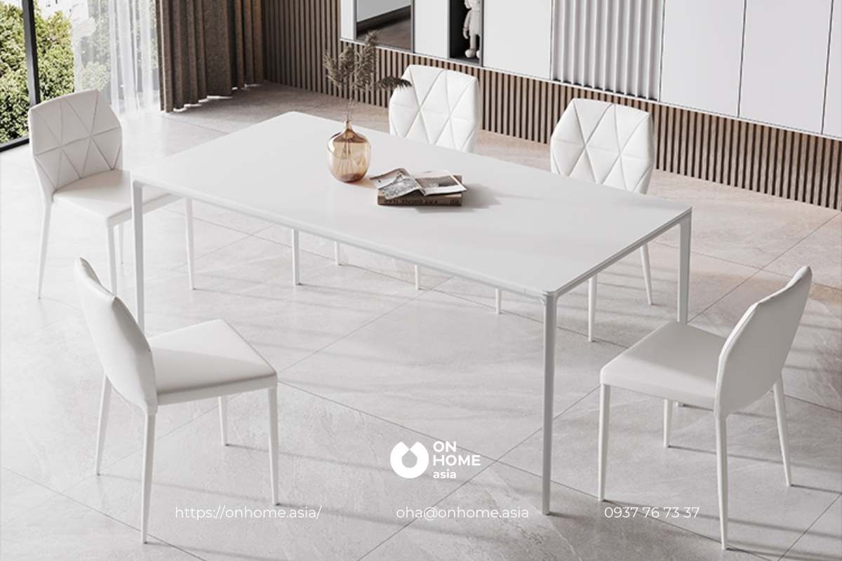 Bộ bàn ăn màu trắng đẹp, hiện đại