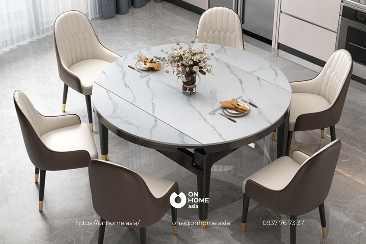 Bàn ăn tròn thông minh thiết kế mở rộng cao cấp nhập khẩu