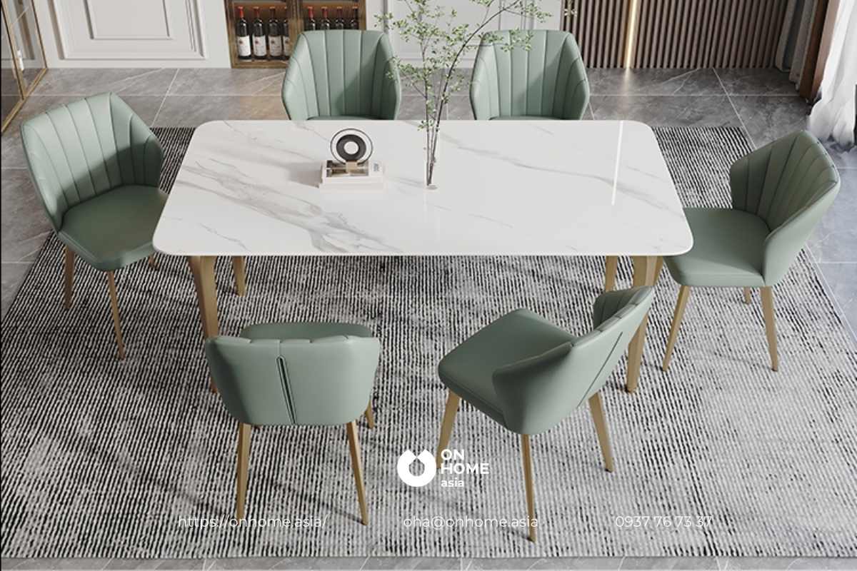 Bộ bàn ăn mặt đá cao cấp thiết kế đơn giản