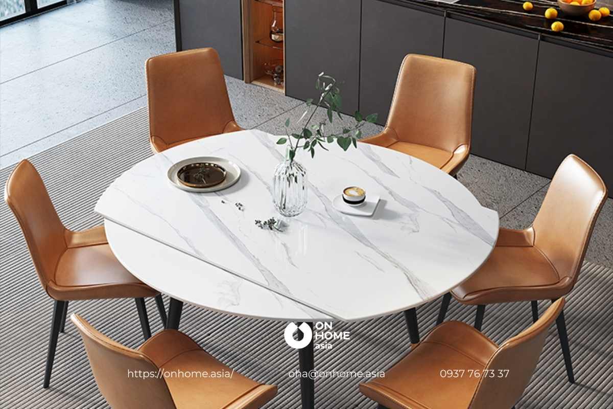 Bàn ăn tròn thiết kế mở rộng thông minh