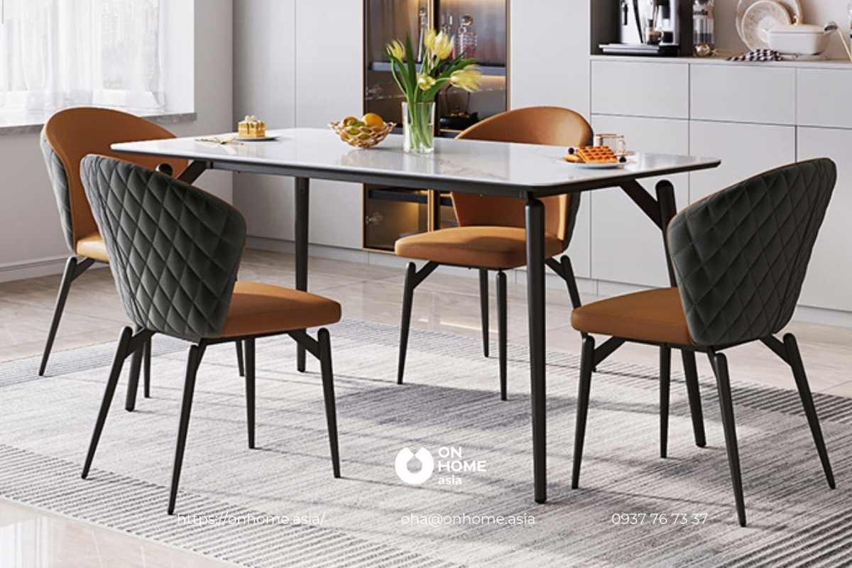 Bộ bàn ăn 6 ghế mặt đá Ceramic sang trọng