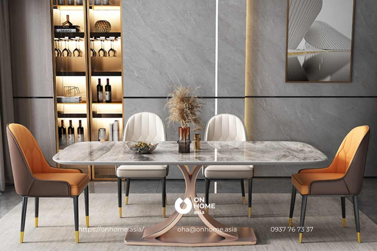 Bộ bàn ăn mặt đá sang trọng