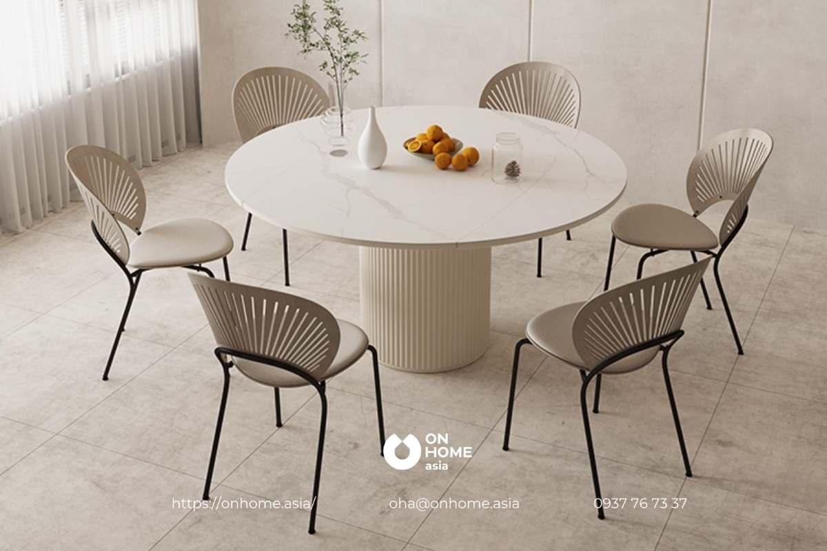 Bàn ăn tròn phong cách Bắc Âu thanh lịch