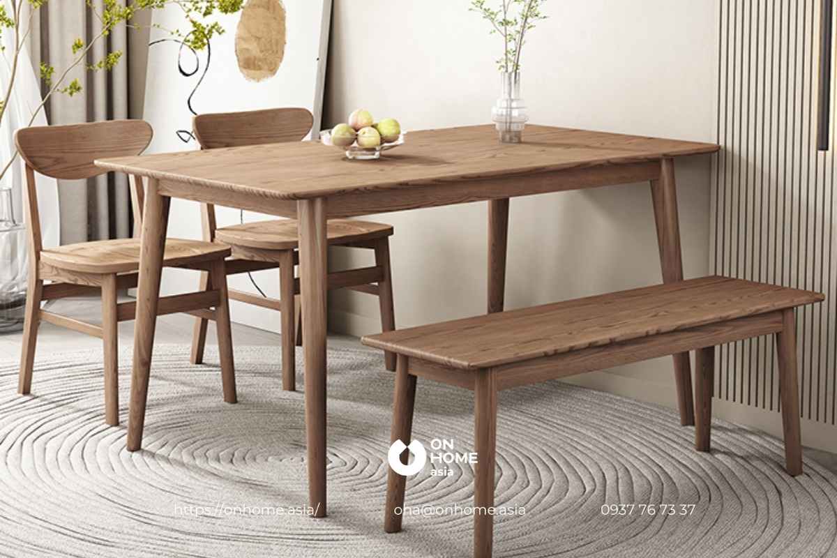 Bàn ăn gỗ Óc Chó đơn giản mà đẹp