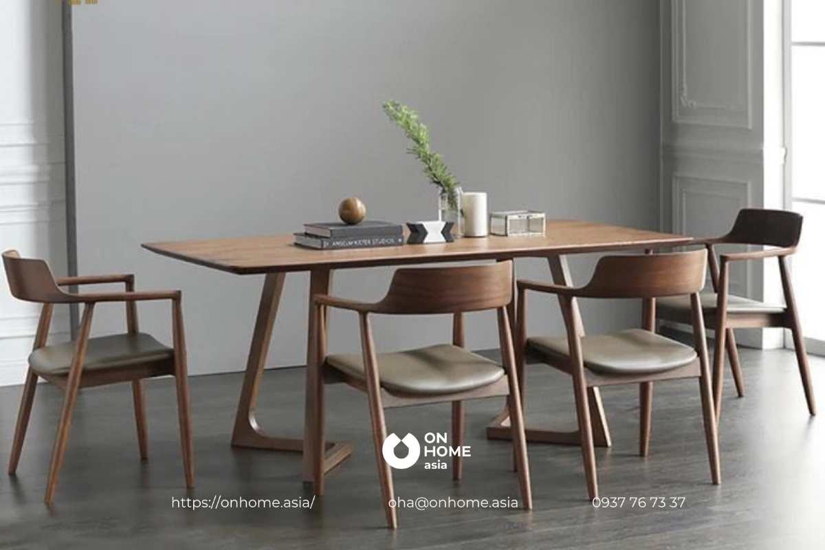 Bàn ăn 6 ghế gỗ Óc Chó đơn giản mà đẹp