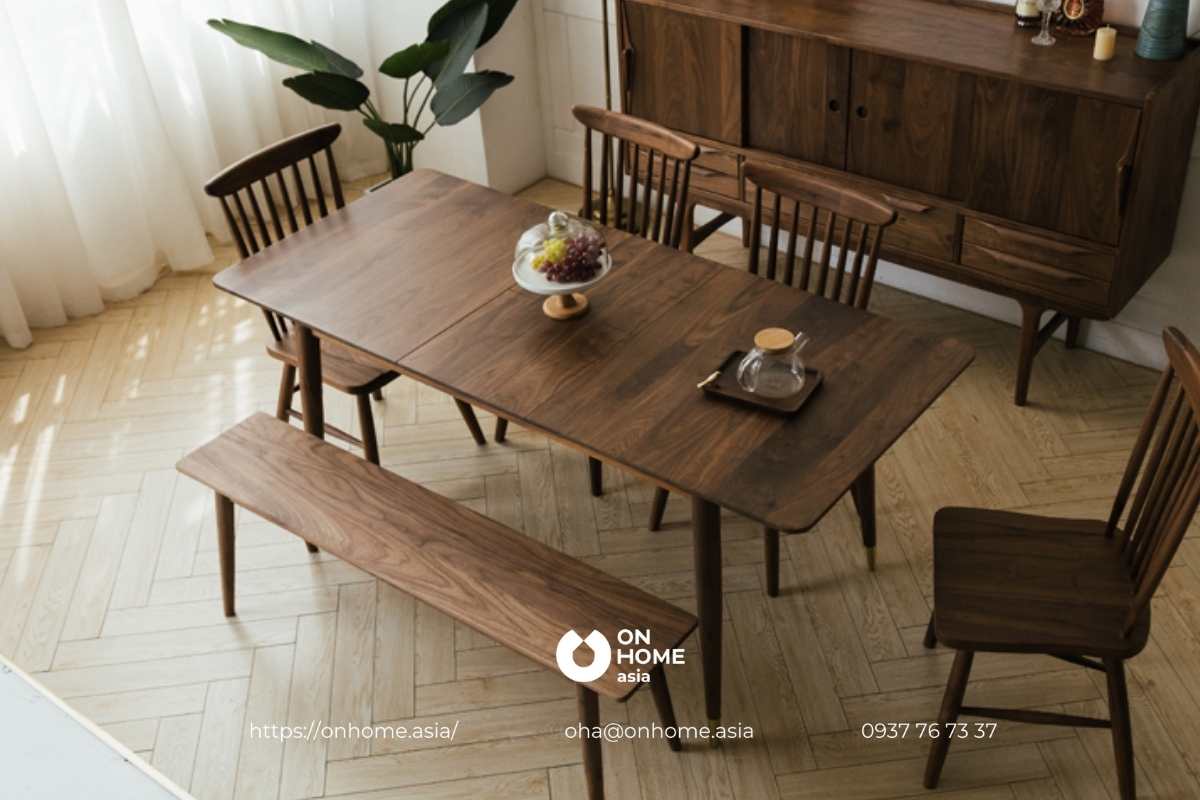 àn ghế ăn gỗ Óc Chó thiết kế thông minh