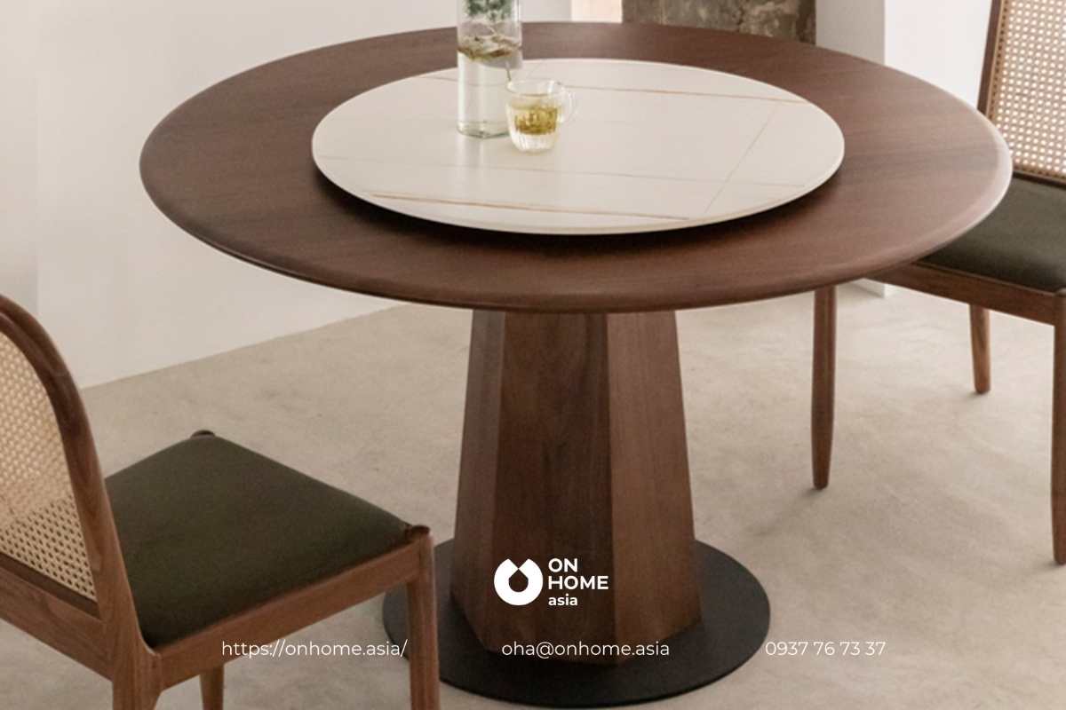 Bàn ăn tròn bằng gỗ Óc Chó đẹp
