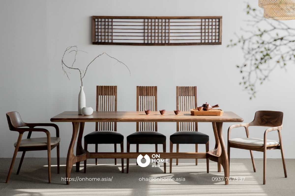 Bàn ăn gỗ Óc Chó thiết kế theo phong cách Bắc Âu