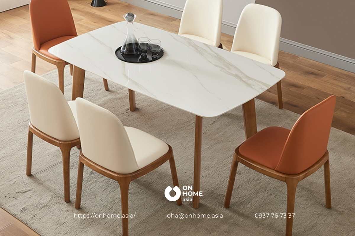 Bàn ăn gỗ Óc Chó mặt đá đẹp