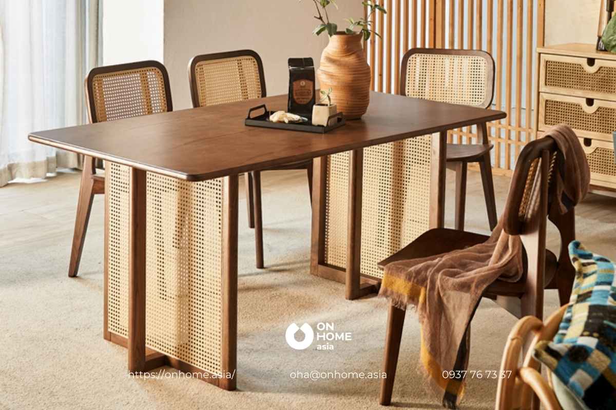 Bàn ghế ăn gỗ Óc Chó phong cách Bắc Âu đẹp